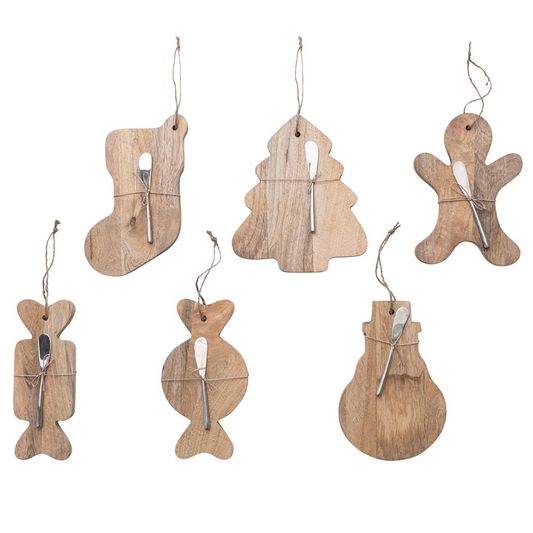 Holiday Mango Wood Board & Knife Set