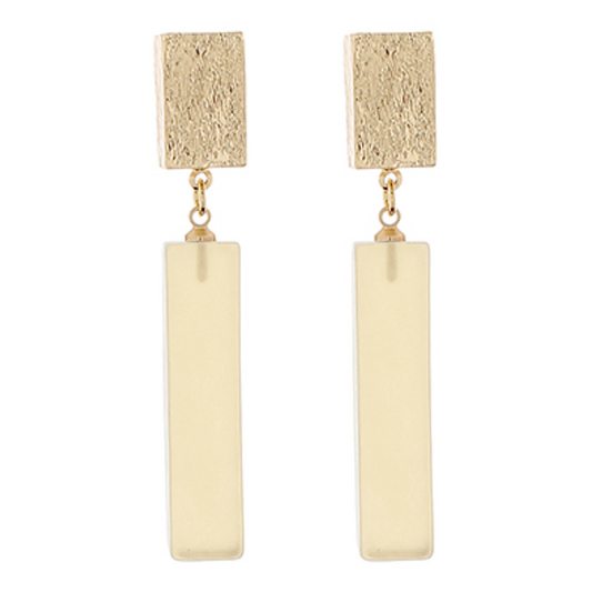 Gold & Ivory Textured Bar Earrings