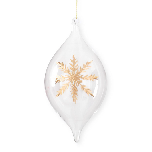 Gold Glass Etched Snowflake Ornaments- Large