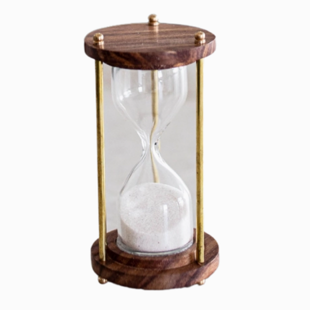 Brass & Wood Antique Hourglass