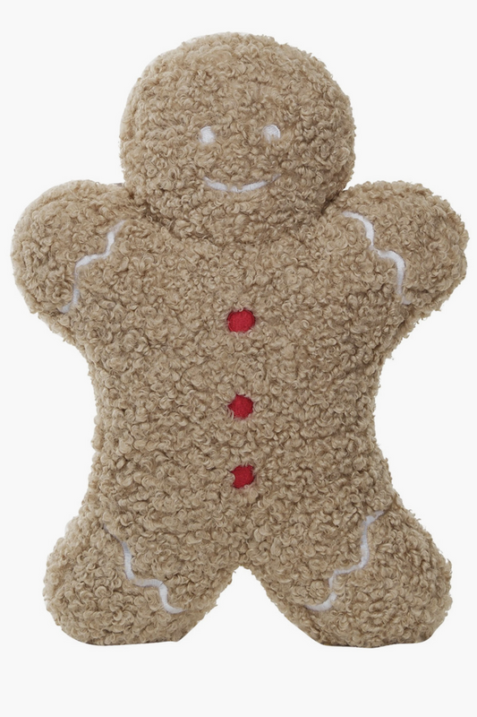 Bouclé Gingerbread Man Shaped Pillow