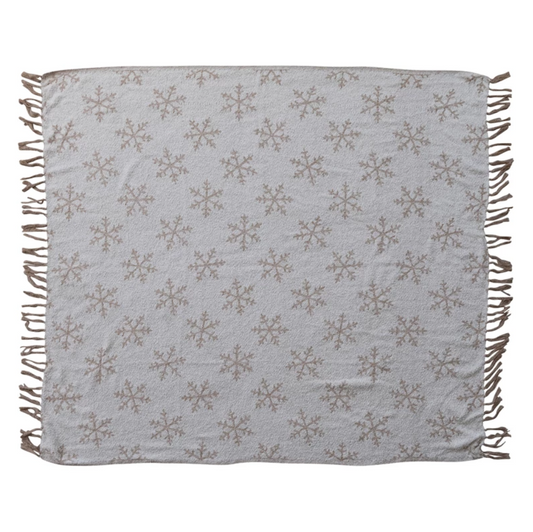 Steffani Snowflake Pattern & Fringe Throw