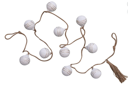 Paper Mache Ball w/Gold Foil & Tassel Garland