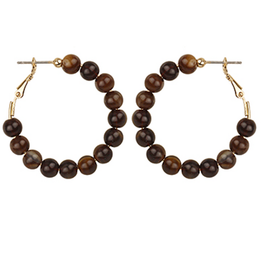 Tortoise Marble Beaded Hoops