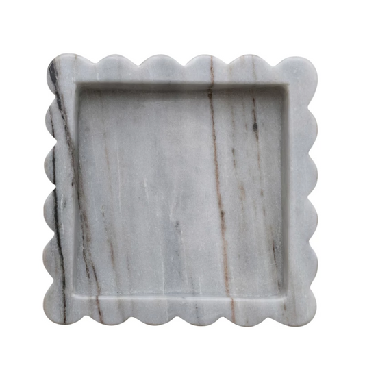 Stone Marble Scalloped Tray