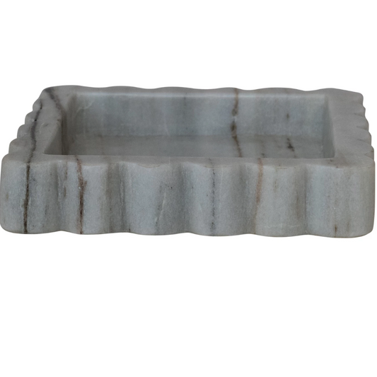 Stone Marble Scalloped Tray