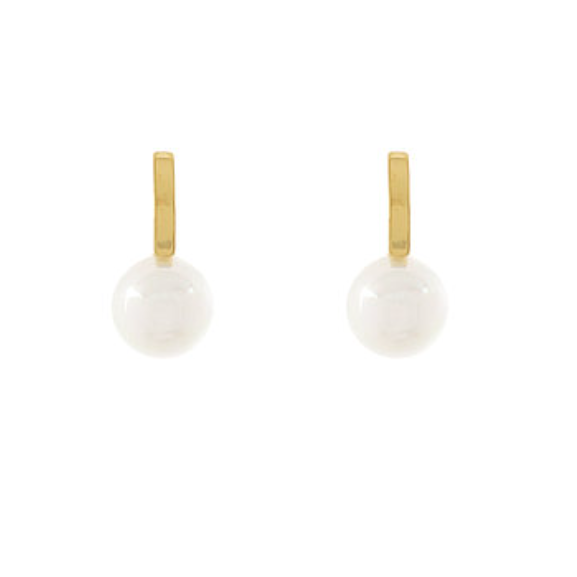 Pearl & Curved Bar Earrings