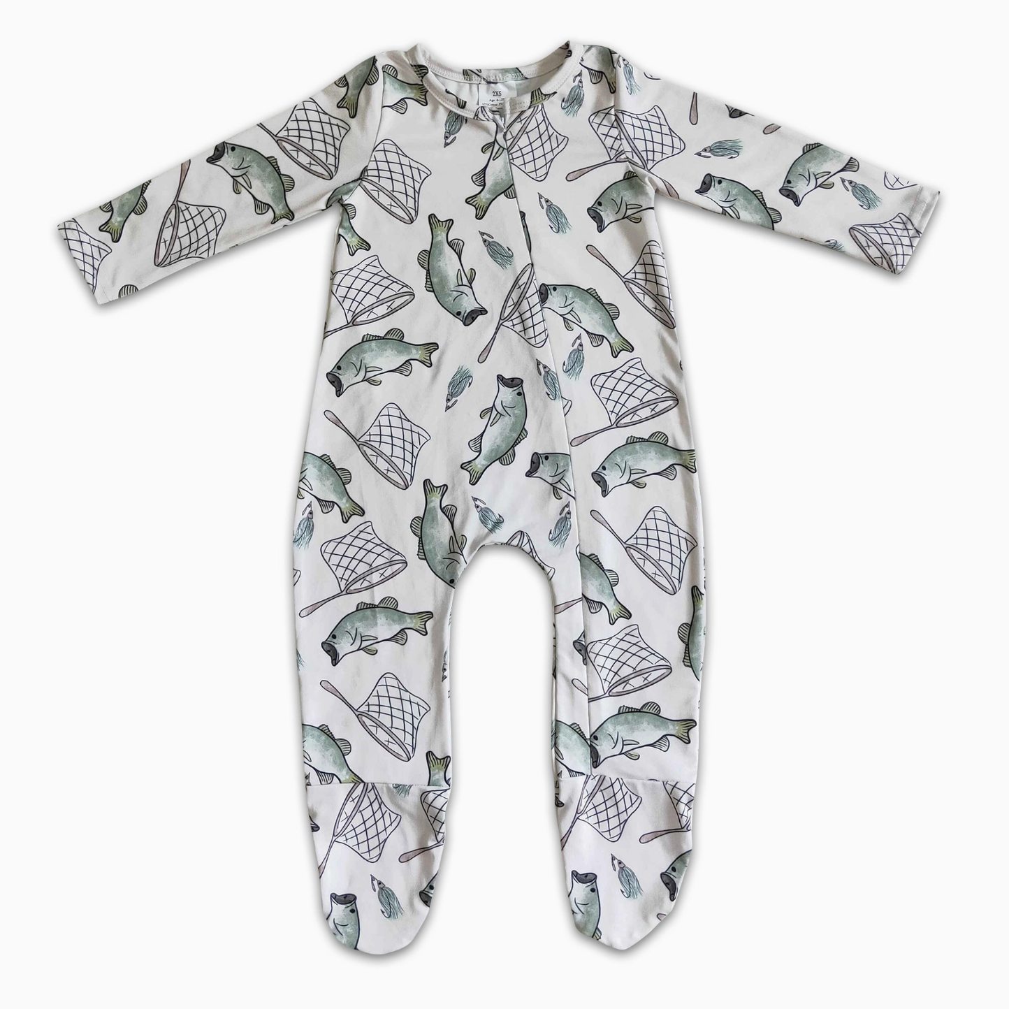 Fishing Long Sleeve Baby Zipper Footie