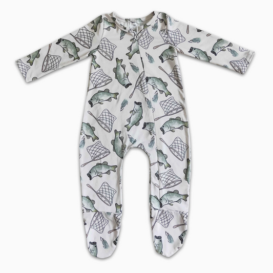 Fishing Long Sleeve Baby Zipper Footie