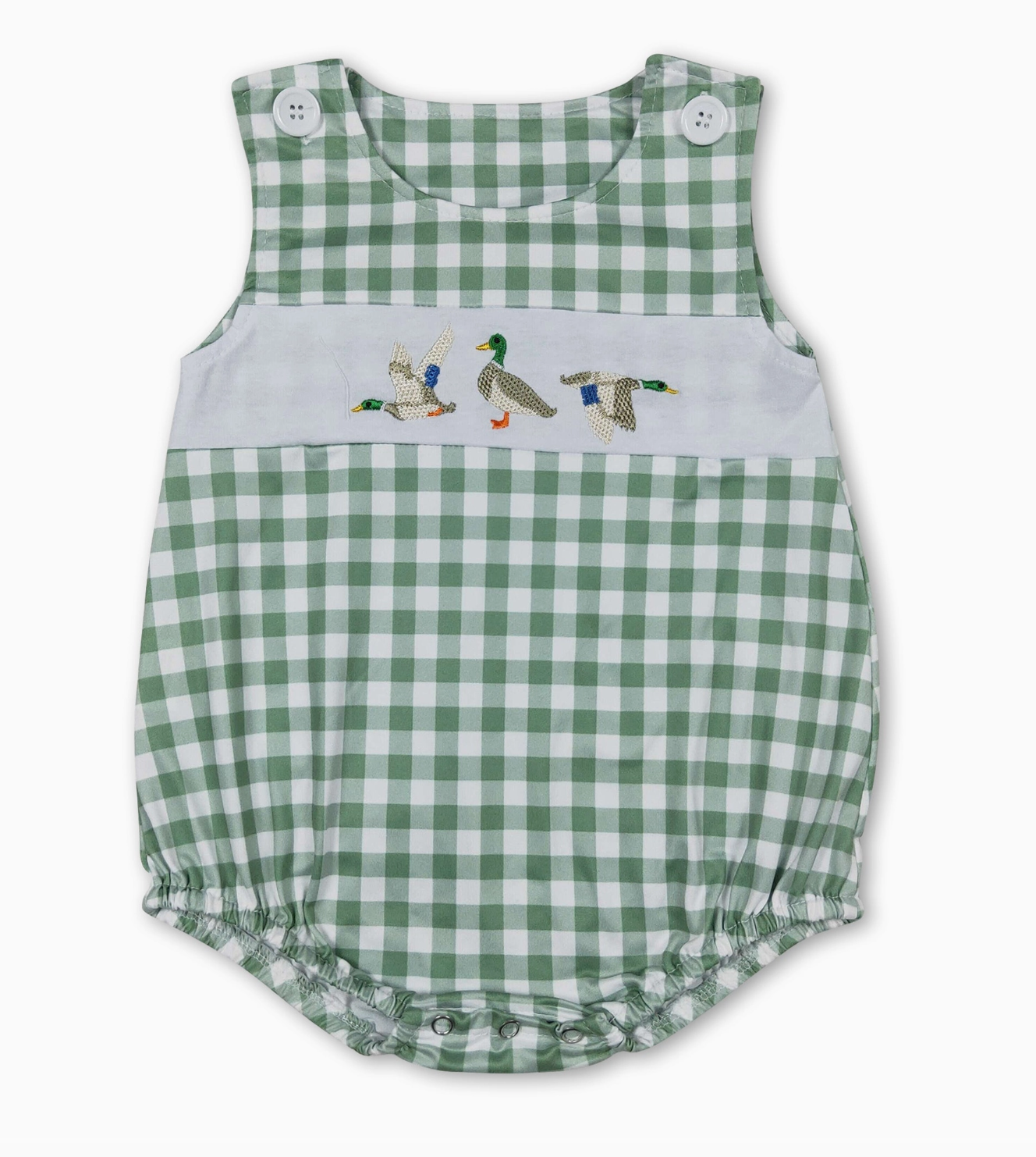 Green Plaid Sleeveless Duck Romper
