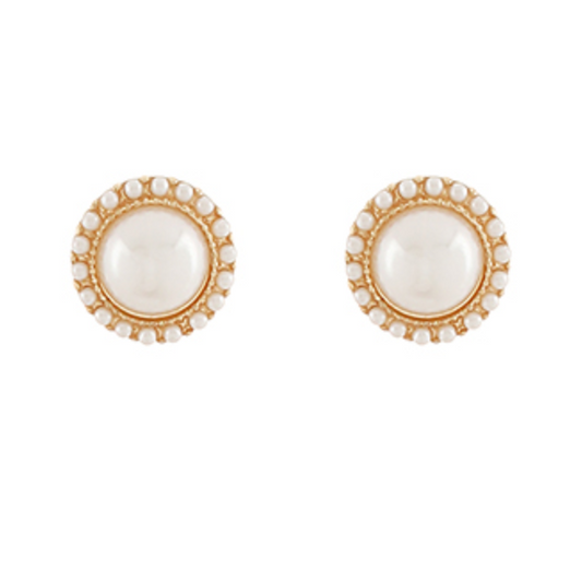 Greta Dome Shape Pearl Stud Earrings