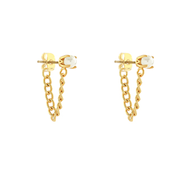Leah Pearl & Chain Drop Earrings
