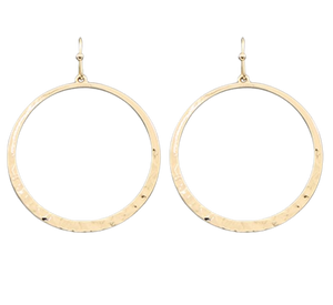 Gold Hammered Dangle Hoops