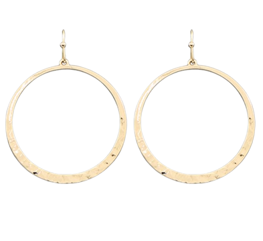 Gold Hammered Dangle Hoops