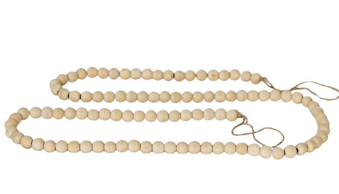 Angel Wooden Bead String Garland- Natural