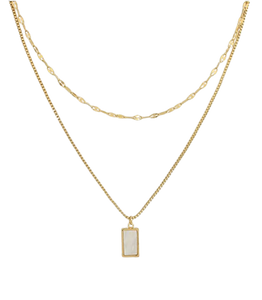 Pearl Rectangle Pendant Necklace