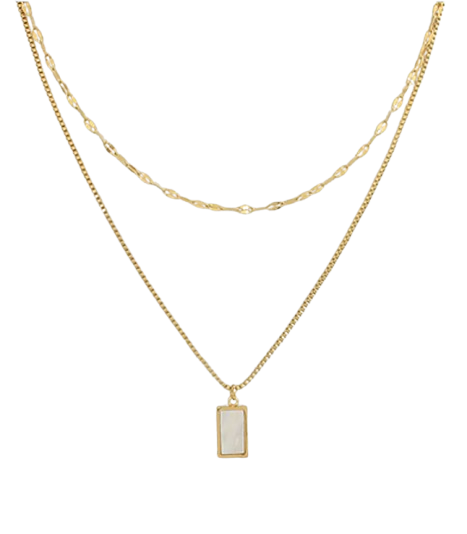 Pearl Rectangle Pendant Necklace