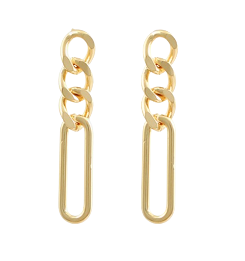 Gold Chain & Clip Drop Earrings