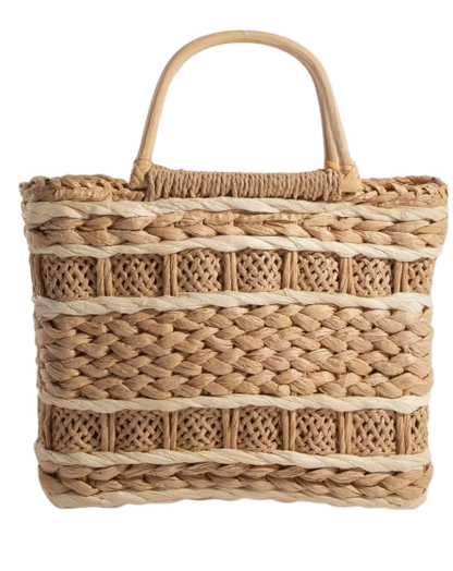 Jessica Wood Handle Braided Tote
