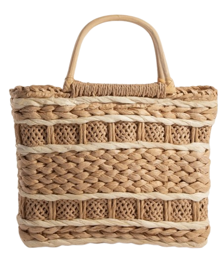Jessica Wood Handle Braided Tote