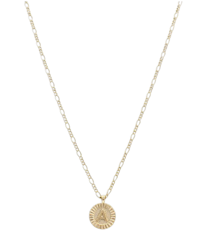 Round Disc Initial Necklace (Multiple Styles)