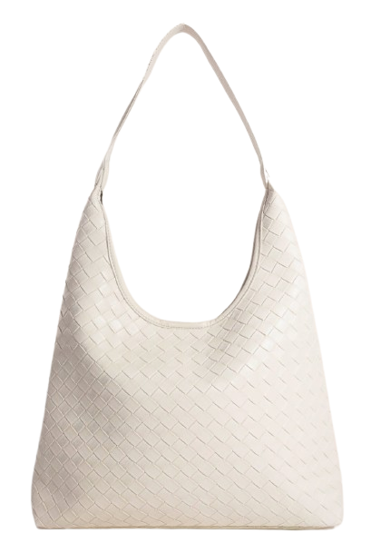 White Woven Leather Tote Bag