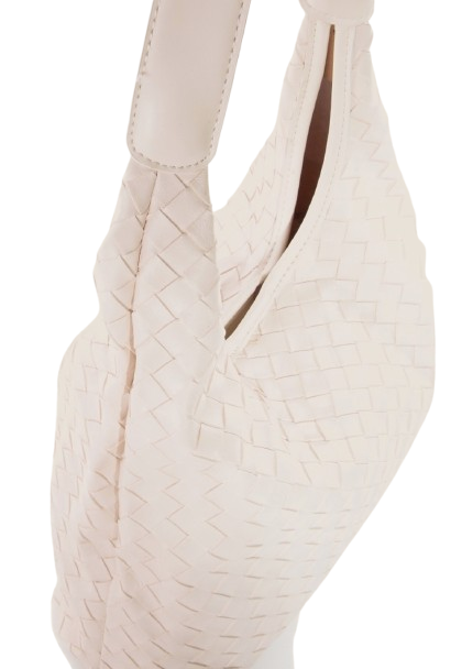 White Woven Leather Tote Bag