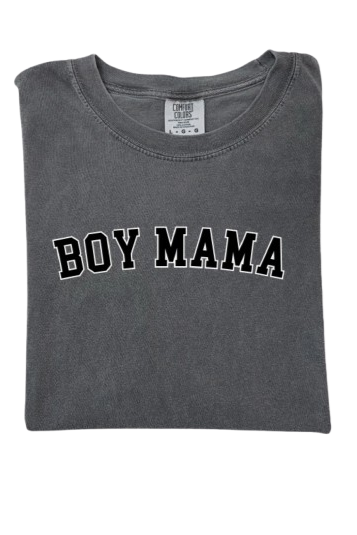 Boy Mama Varsity Tee- Charcoal
