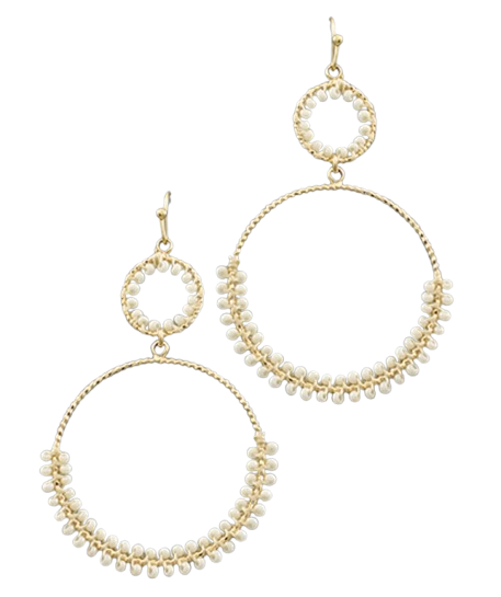 Beaded Double Hoops