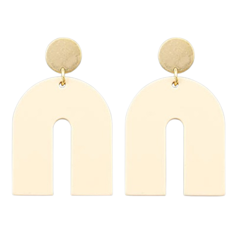 Ivory Arch & Disk Earrings