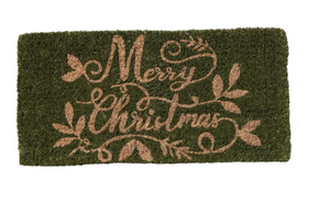 Merry Christmas Doormat in Green