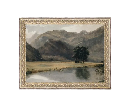 7" X 5" Mountain Scape Framed Antique Art