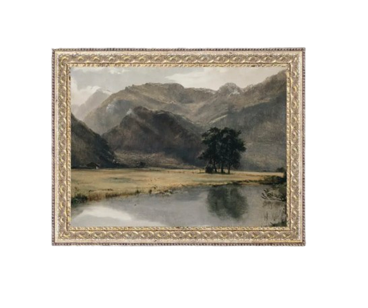 7" X 5" Mountain Scape Framed Antique Art