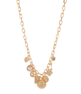 Star & Pearl Multi Gold Charm Necklace