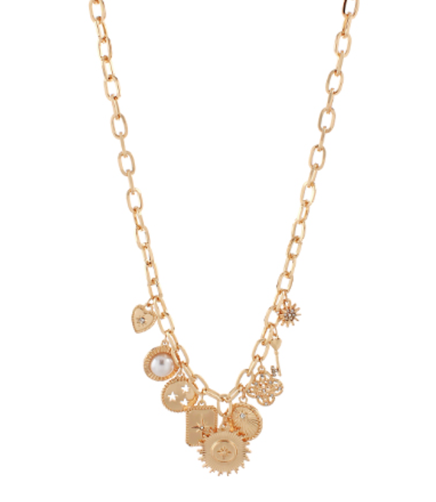 Star & Pearl Multi Gold Charm Necklace