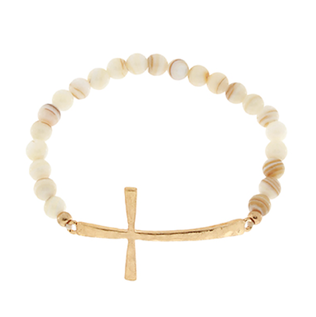Ivory Cross Stone Bracelet