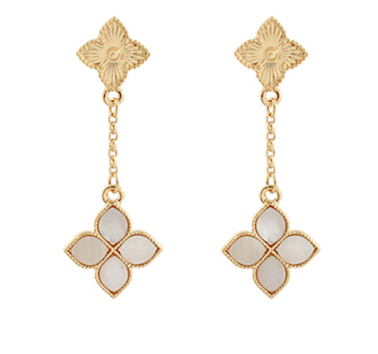 Double Clover Chain Drop Earrings