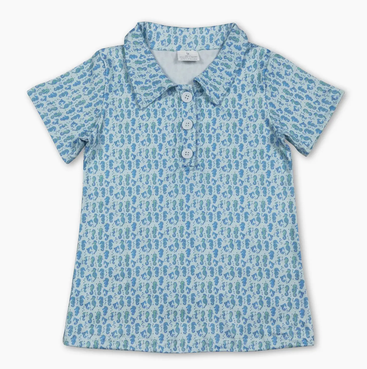 Brady Seahorse Kids Polo Top