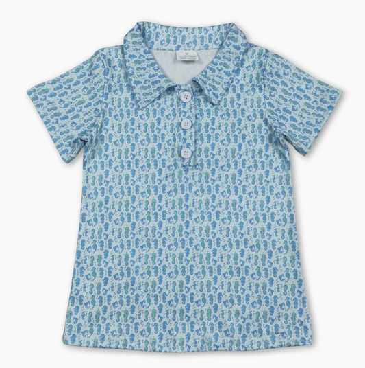 Brady Seahorse Kids Polo Top