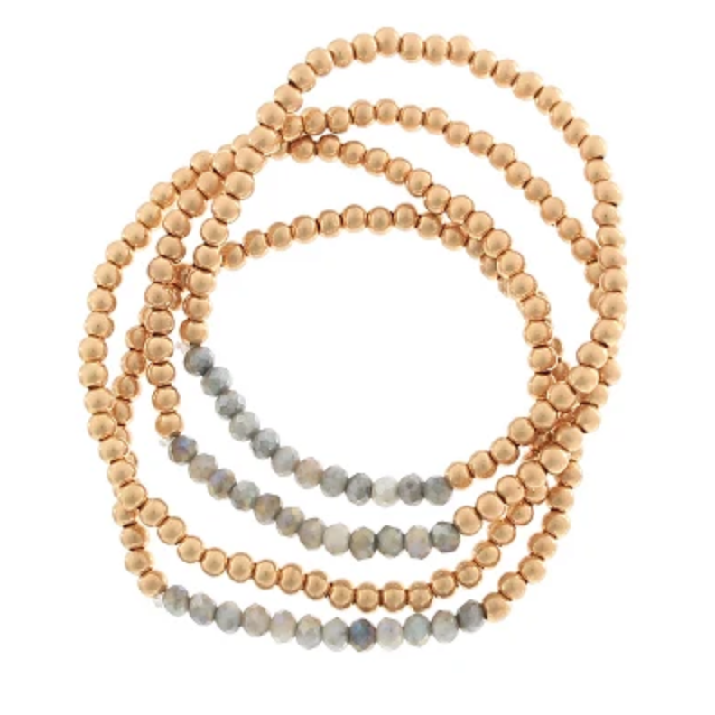 Sylvie 4 Row Glass & Bead Bracelet