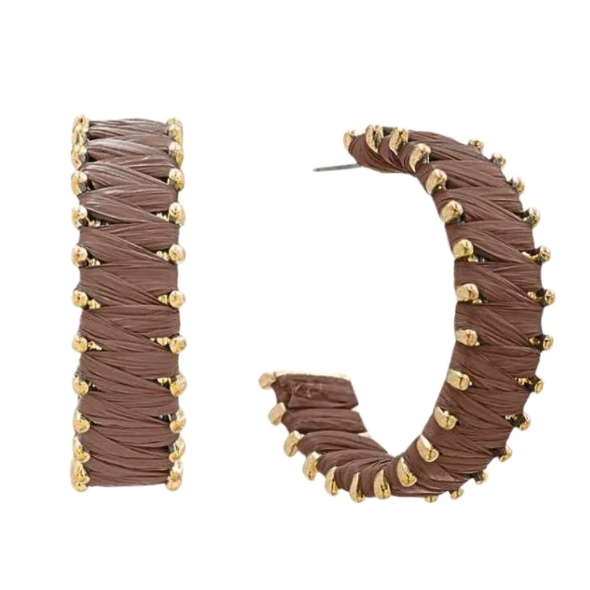 Margie Wrapped Raffia Hoops