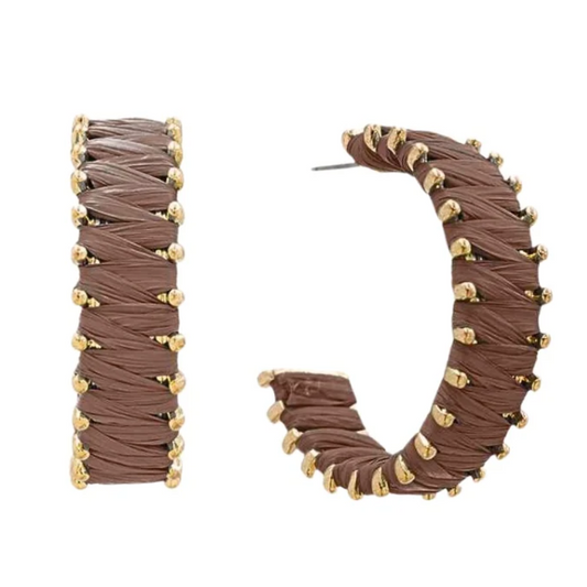 Margie Wrapped Raffia Hoops