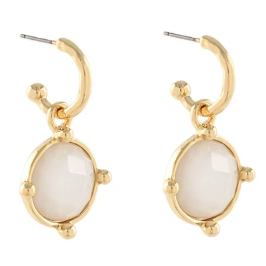 Nola Faceted Round Stone Earrings