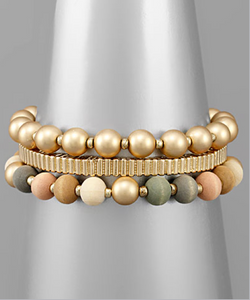 Wood Ball Bracelet Set