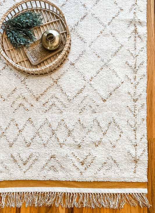 Juno Mustard Fringe Rug - Leyland Blue