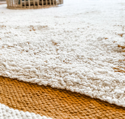 Juno Mustard Fringe Rug - Leyland Blue