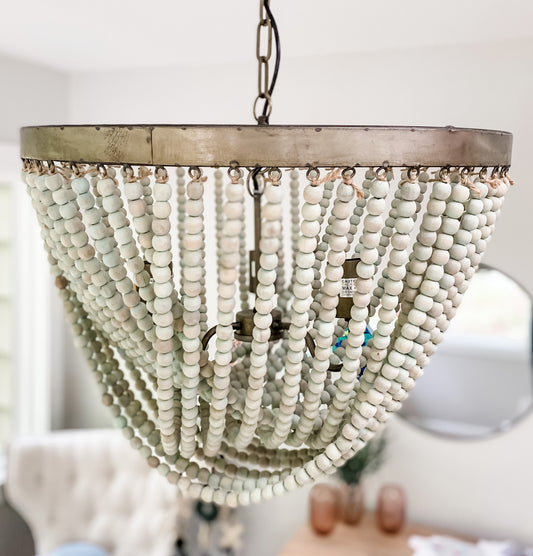 Ria Beaded Chandelier in Aqua - Leyland Blue