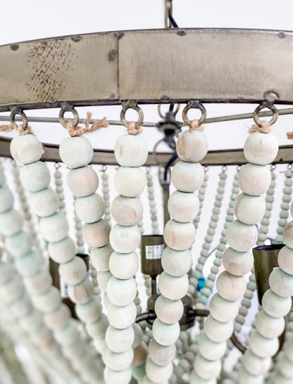 Ria Beaded Chandelier in Aqua - Leyland Blue