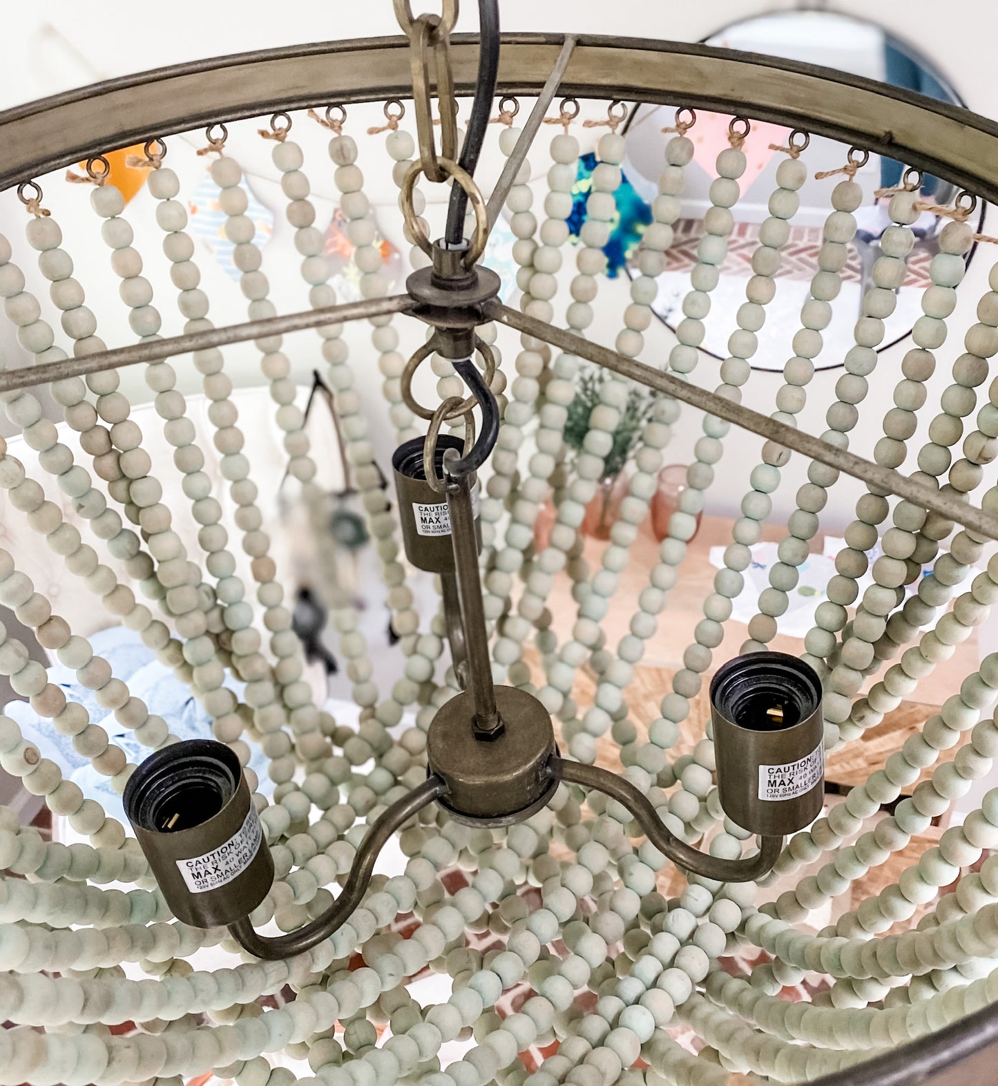 Ria Beaded Chandelier in Aqua - Leyland Blue