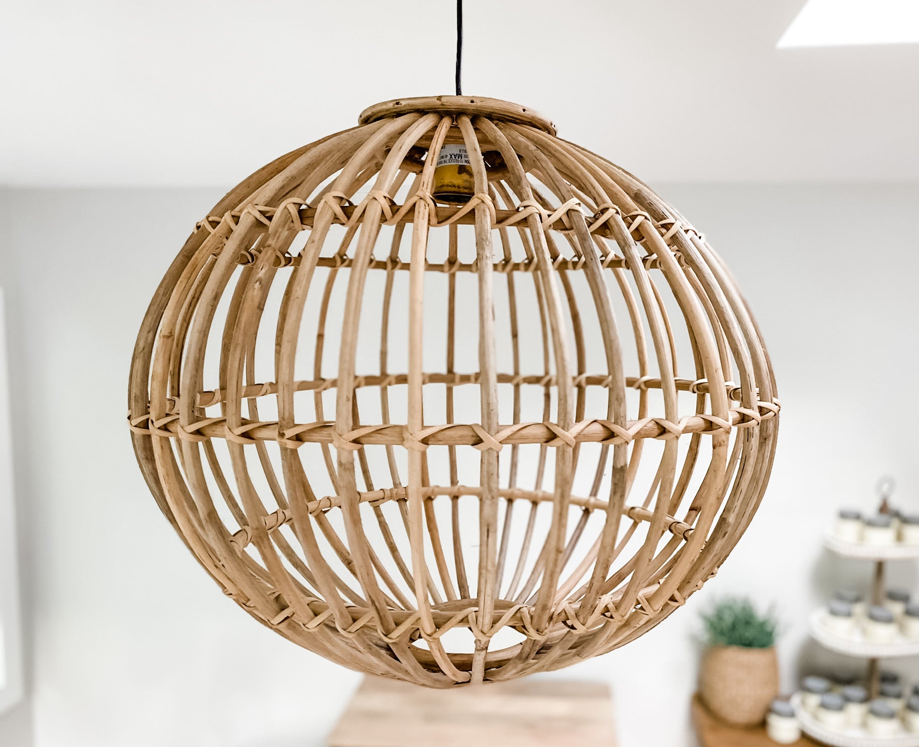 Vera Wicker Pendant Light - Leyland Blue